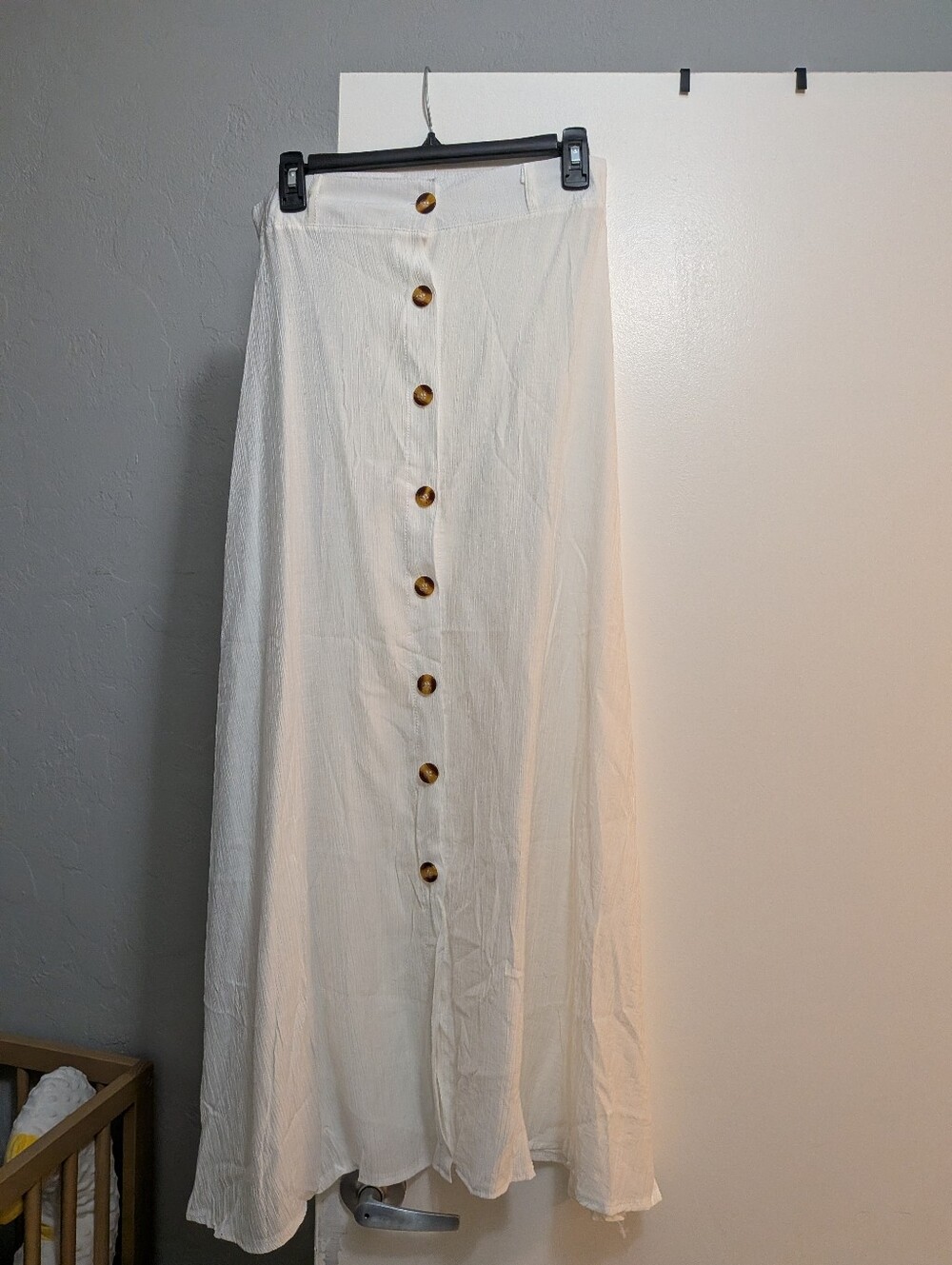 Women's Cream Button-Front Maxi Skirt